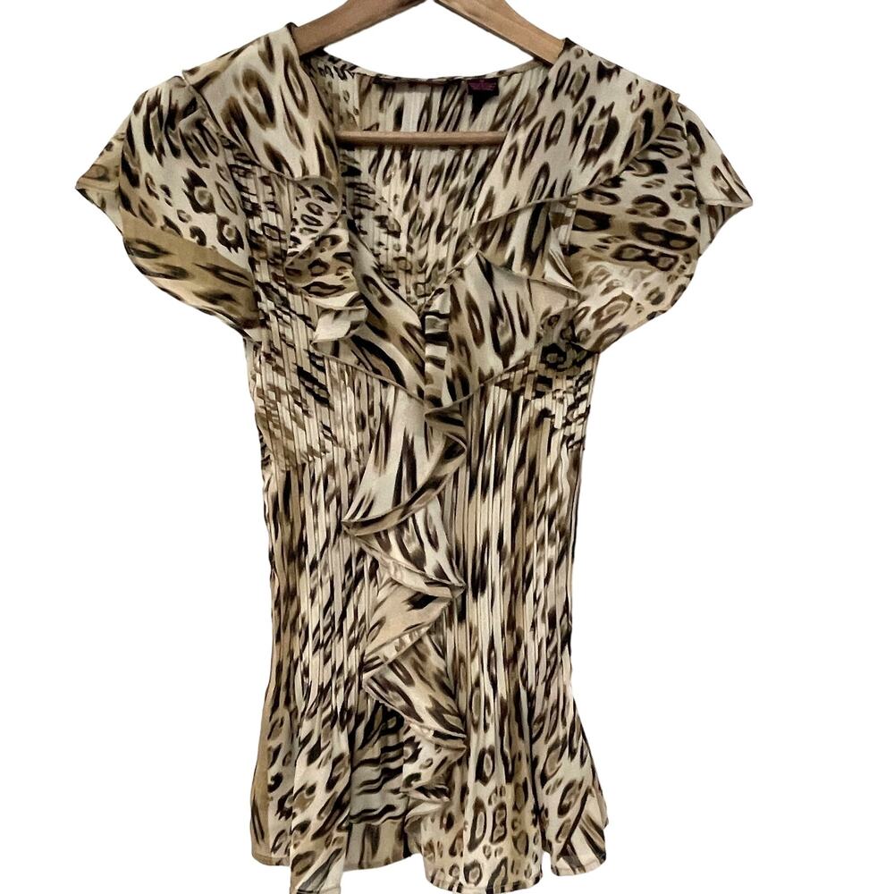 Hayley Matthews Y2K Blouse Top Womens Size Medium Animal Print Whimsygoth Fairy
